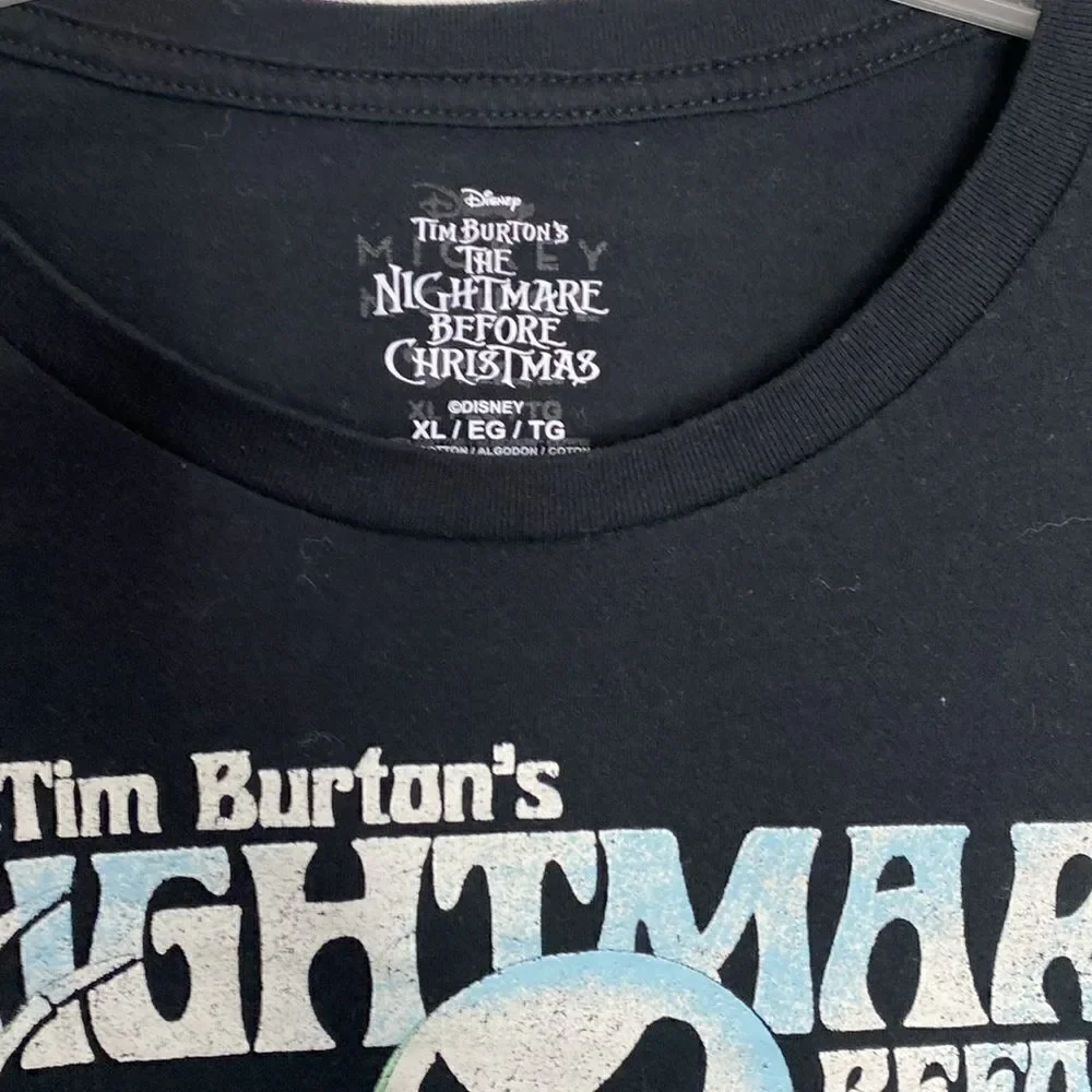 DISNEY Tim Burton’s Nightmare Before Christmas Men’s Black T Shirt Size XL
